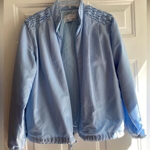 Vintage Stylish Light Blue women’s Bomber Jacket